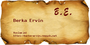 Berka Ervin névjegykártya